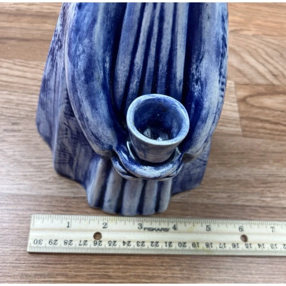 Vintage MCM 1966‎ Blue and White Glazed Ceramic Angel 9.5